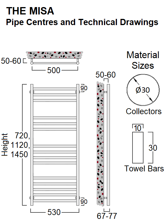 Misa Stainless Steel Towel Rail 720 x 530